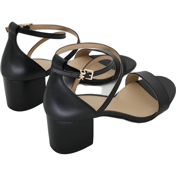 Michael Kors Serena Flex Leather Ankle-Strap Block Heel Sandals Black US 7M - Picture 3 of 6